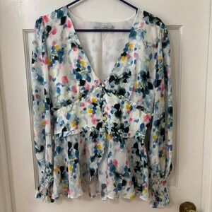 HOST & VÅR Sz‎ S Cropped Top Blouse y2K Feminine Ruffle Babydoll Peplum NEW